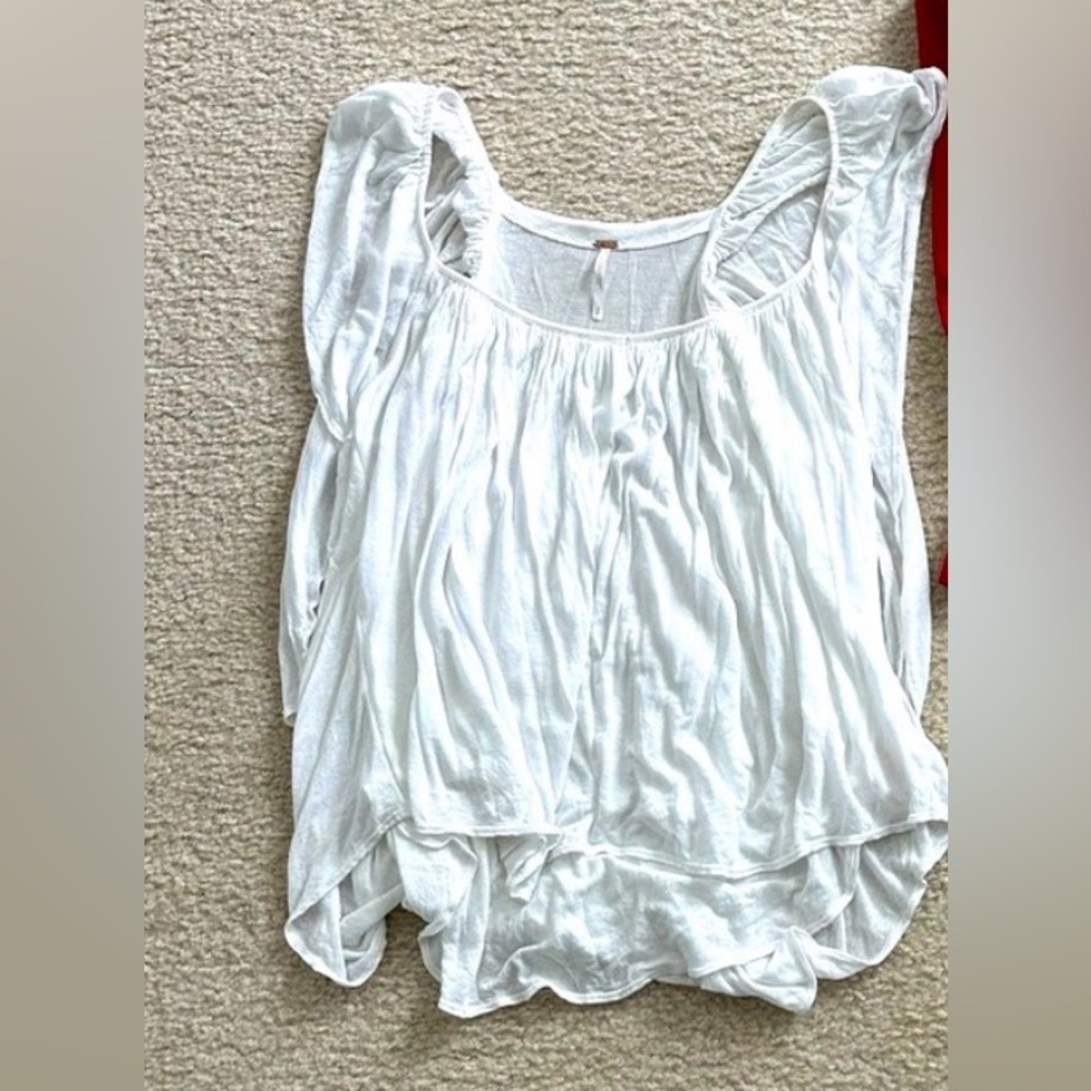 Free People White Flowy Blouse